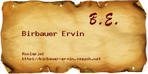 Birbauer Ervin névjegykártya